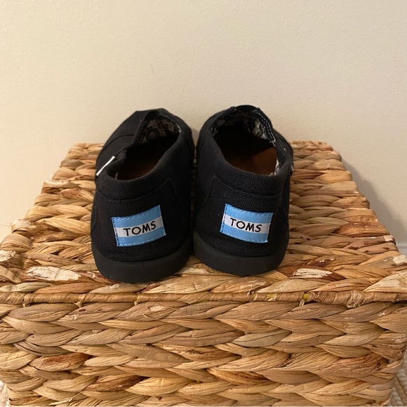 TOMS Black Canvas Slip Ons - Picture 3 of 4